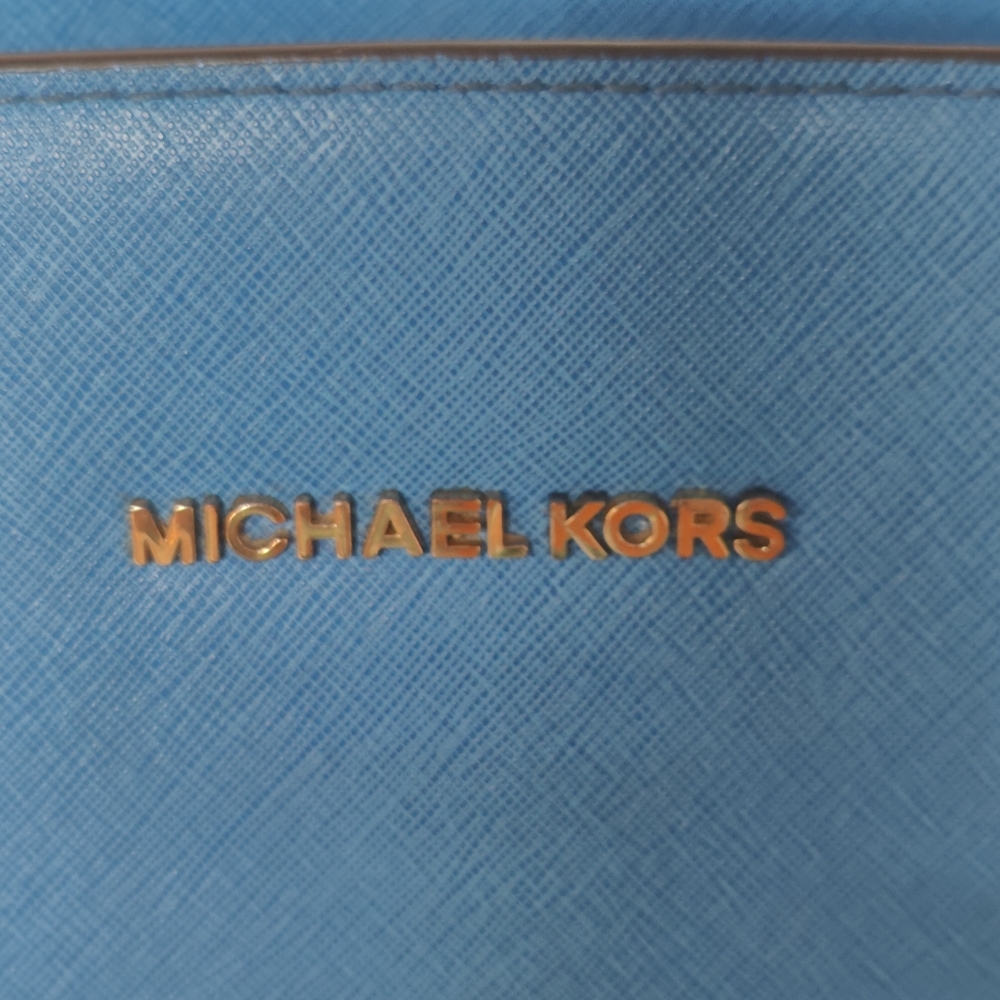 💯Michael Michael Kors  Summer Blue Saffiano Leather Satchel - Picture 5 of 12